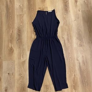 Monk & Lou Navy Jumpsuit with cropped legs and cutouts
